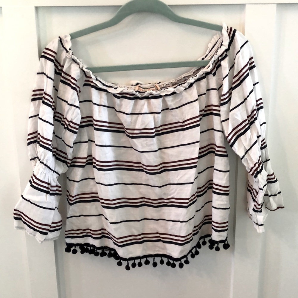 Off the shoulder crop top with Pom poms